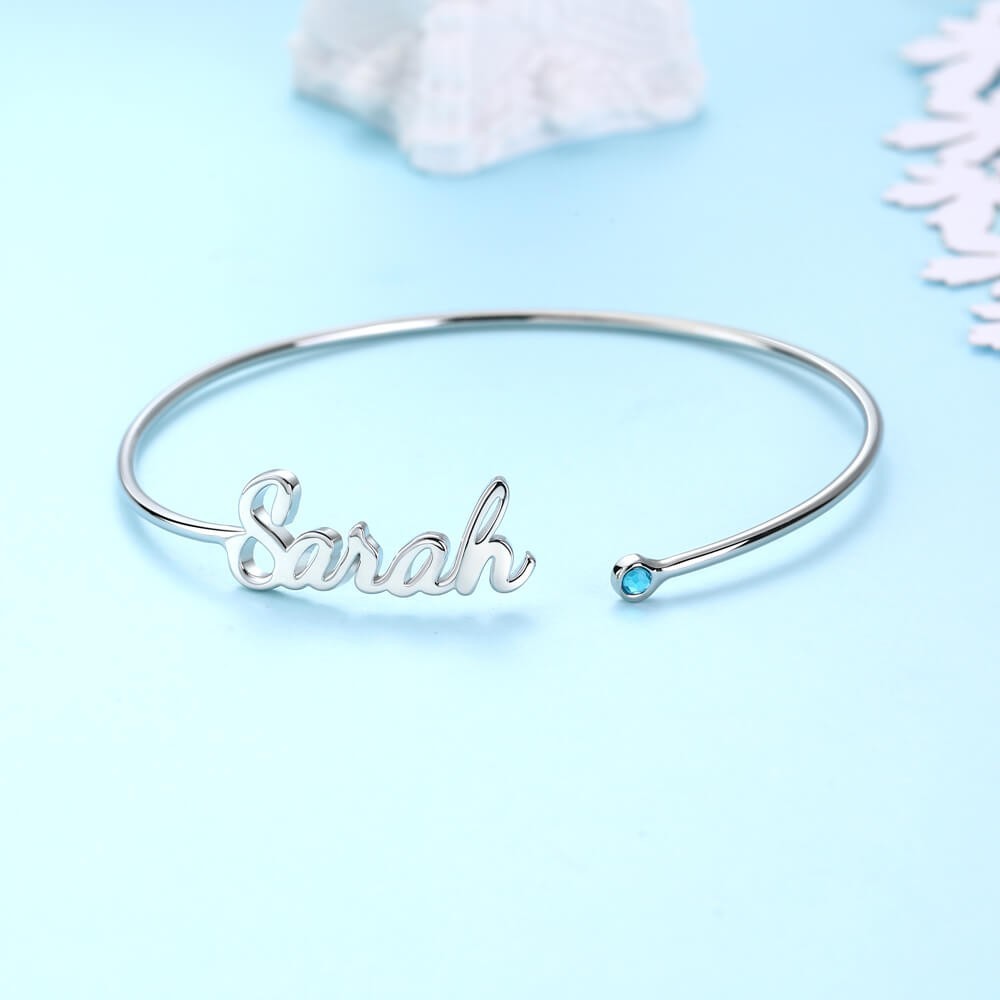 Bracciale con nome personalizzato con regali di compleanno Birthstone per lei