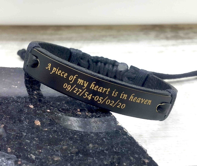 Regali personalizzati per braccialetti in pelle commemorativi A Piece Of My Heart is in Heaven