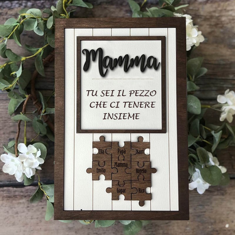 Regalo personalizzato per la festa della mamma, mamma, sei il pezzo che ci tiene insieme Puzzle pezzi Nome Sign Wall Decor