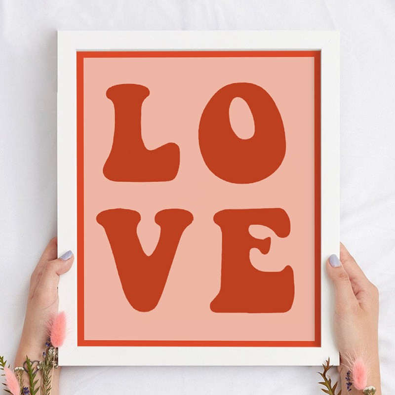 Love Wall Print Cartello in legno Cornice Wall Art Home Decor