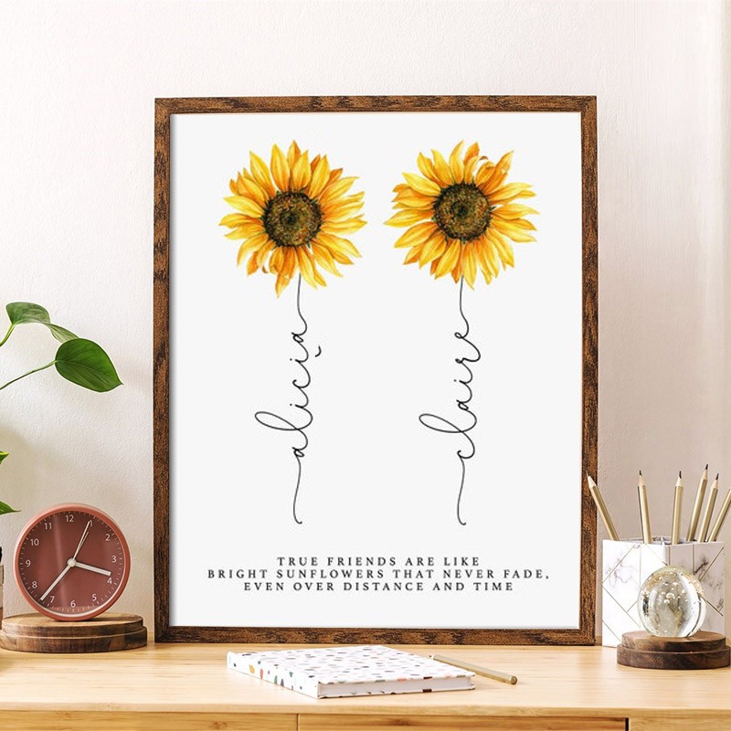 Personalizzato Girasole Nome Cornice Segno Personalizzato Sorella Amica Famiglia Regalo