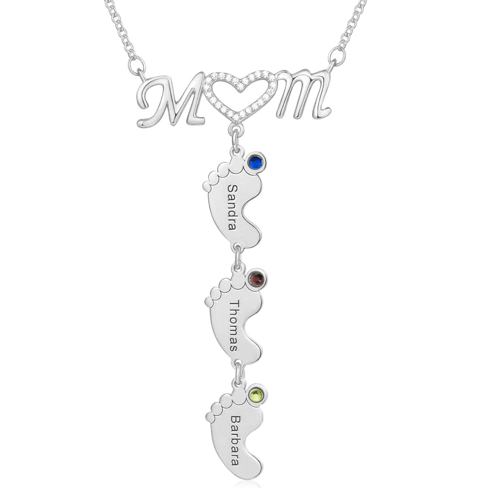 Collana in argento con ciondolo nome mamma 1-10 BabyFeet personalizzata in argento