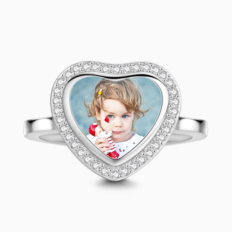Anello fotografico personalizzato in argento sterling S925