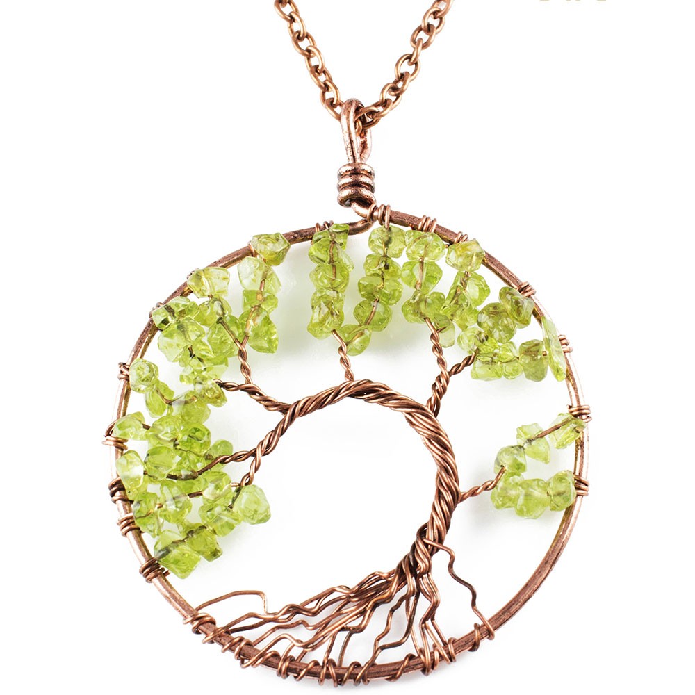 Collana Albero Della Vita Peridoto- Collane Per Donna Collana Albero Della Vita Rame