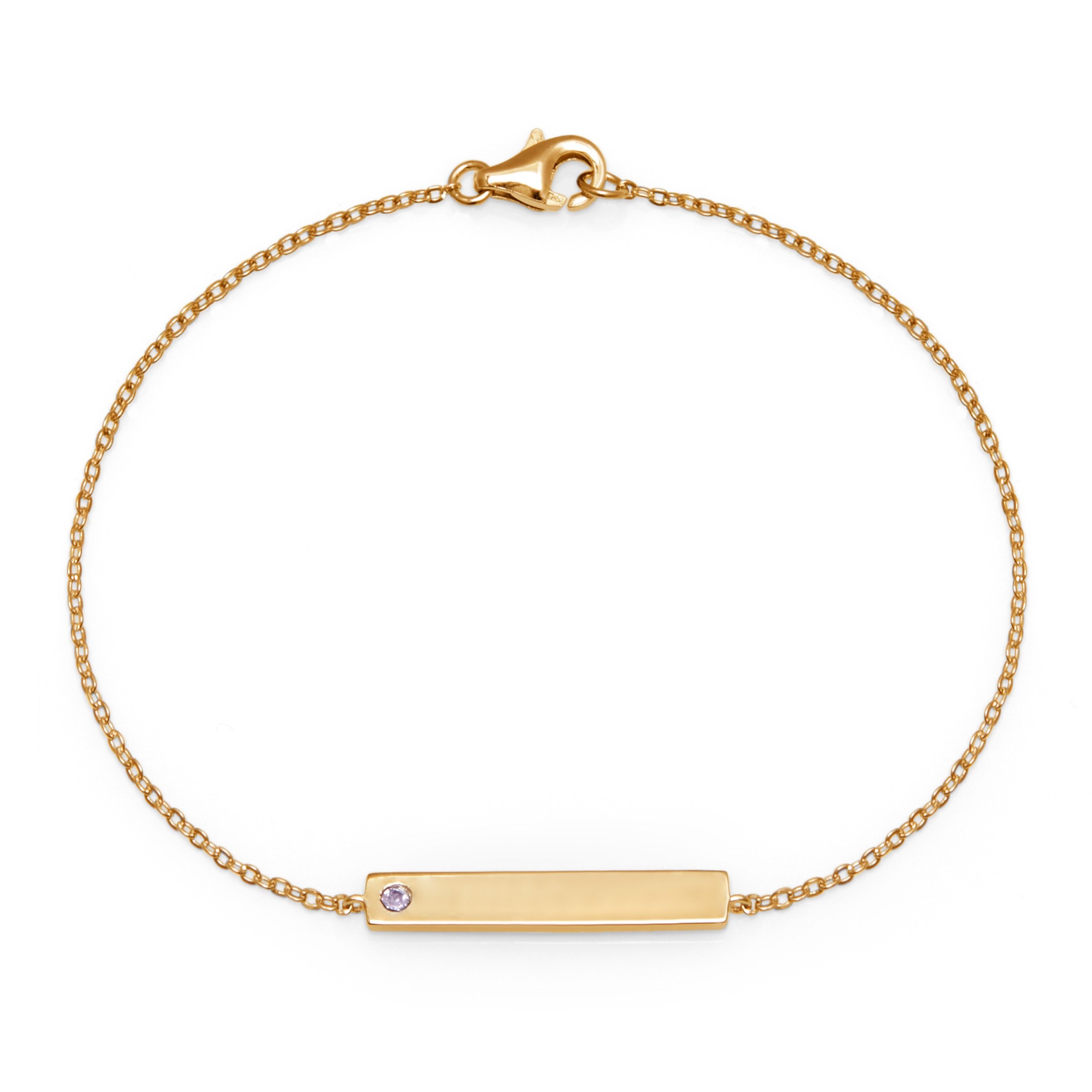 Bracciale personalizzato Birthstone con barra nominativa in argento