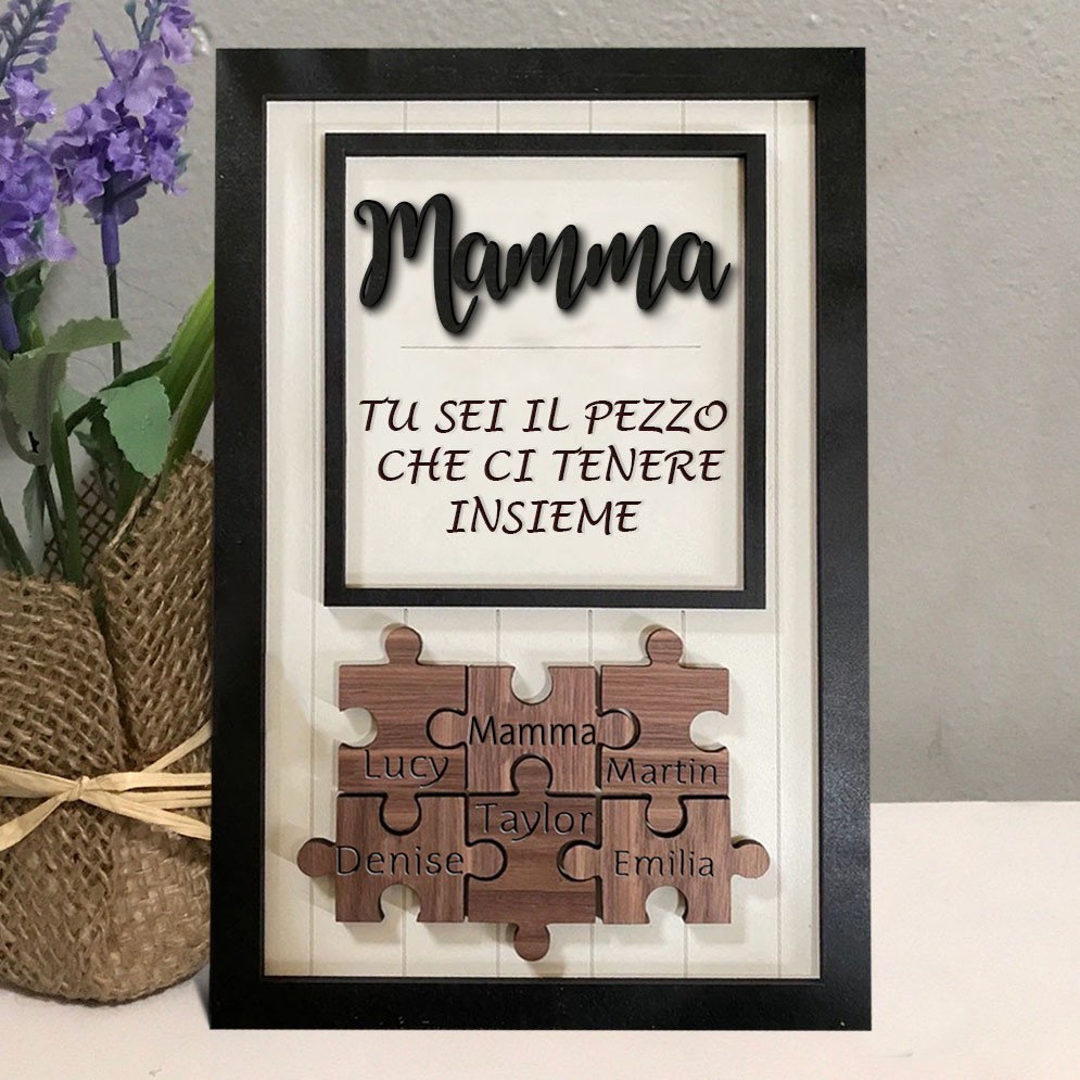 Regalo personalizzato per la festa della mamma, mamma, sei il pezzo che ci tiene insieme Puzzle pezzi Nome Sign Wall Decor