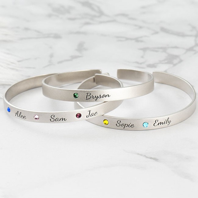 Bracciale personalizzato mamma nonna bracciale con nome per bambini con regalo di Natale Birthstone