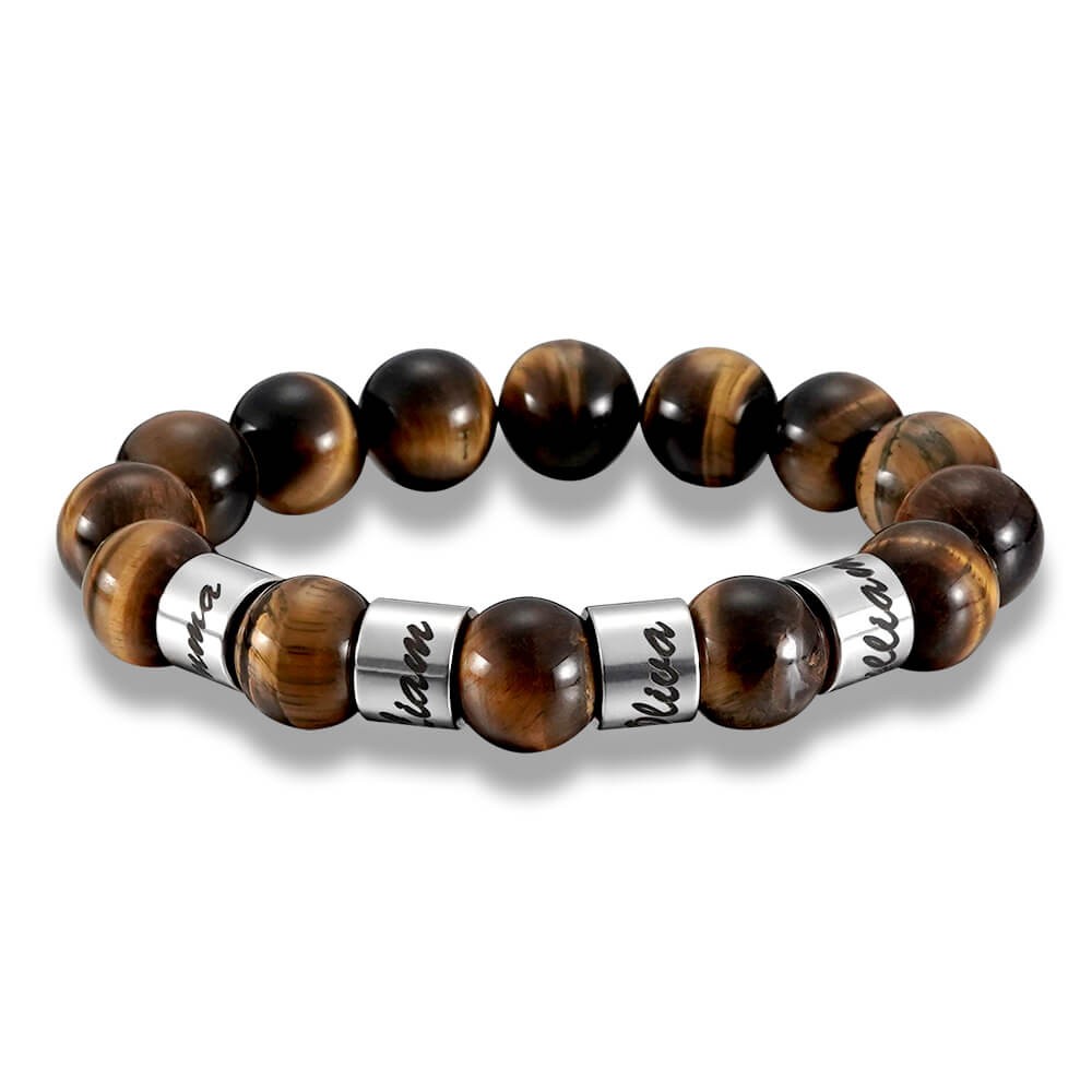 Bracciale con perline personalizzate con 1-10 incisioni in argento