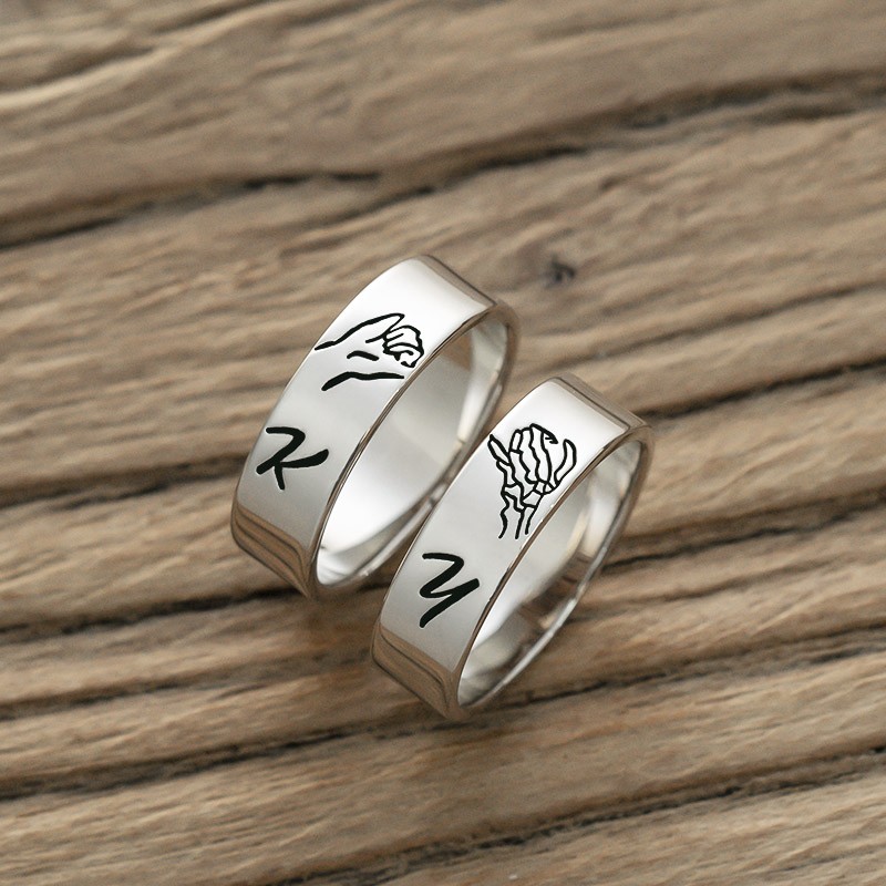 Set di 2 anelli coordinati personalizzati Pinky Swear