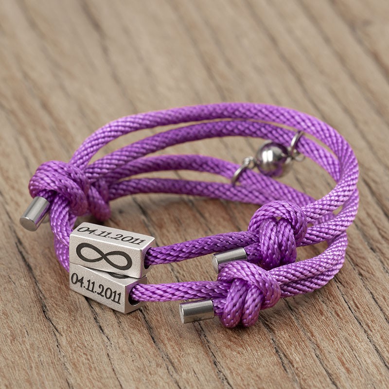 Set di 2 braccialetti magnetici personalizzati abbinati per coppia di promesse personalizzate