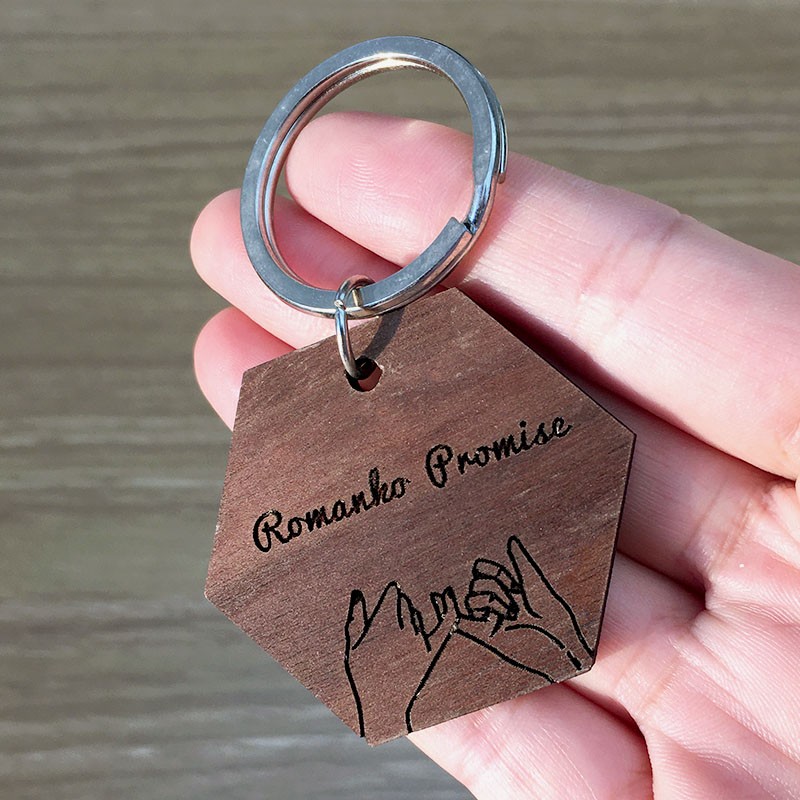 Regalo di coppia per anniversario di San Valentino con portachiavi in ​​legno personalizzato