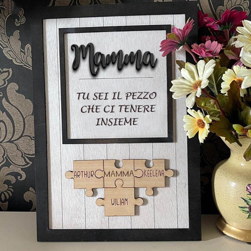 Regalo personalizzato per la festa della mamma, mamma, sei il pezzo che ci tiene insieme Puzzle pezzi Nome Sign Wall Decor