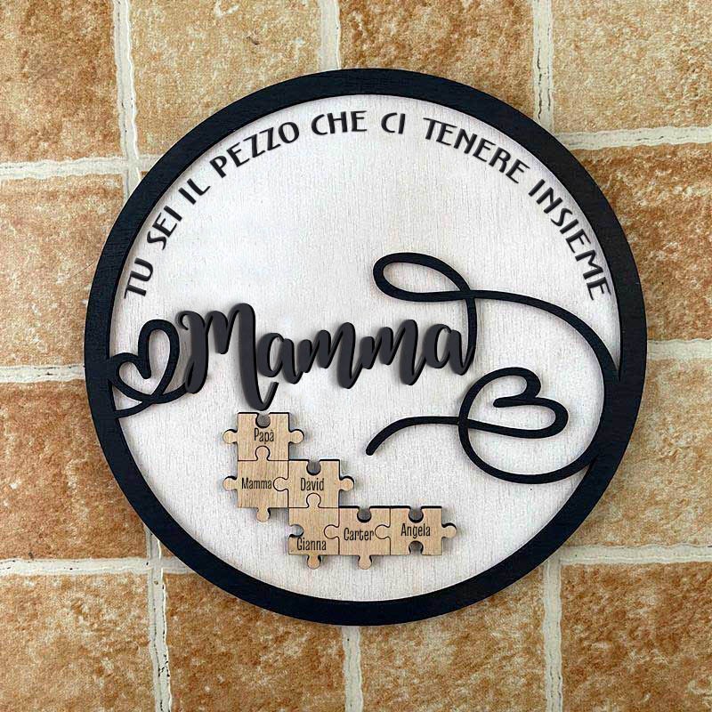 Regalo personalizzato per la festa della mamma, mamma, sei il pezzo che ci tiene insieme Puzzle pezzi Nome Sign Wall Decor