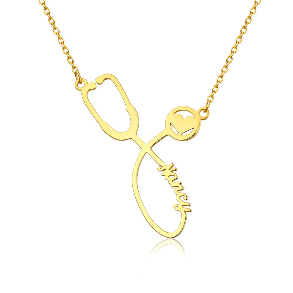 Collana con nome stetoscopio personalizzato in argento sterling S925 per i nostri eroi