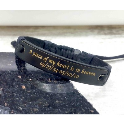 Regali personalizzati per braccialetti in pelle commemorativi A Piece Of My Heart is in Heaven