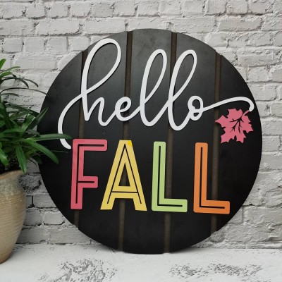 Appendiabiti in legno per porta d'ingresso personalizzata Hello Fall