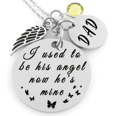 Inciso personalizzato Ero il suo angelo Ora è mio Collana commemorativa con pietra portafortuna