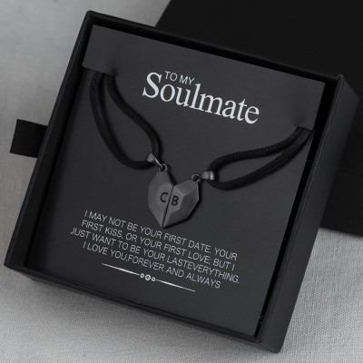 Collana con nome a forma di cuore con interazione magnetica personalizzata da 2 pezzi San Valentino alla mia anima gemella