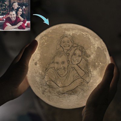 Personalizzato Moon Lamp 3D Photo Moonlight Touch Christmas Family Home Decor