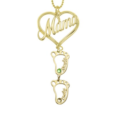 Collana personalizzata con nome in pietra portafortuna con ciondolo a forma di cuore di mamma 1-10 piedi di bambino