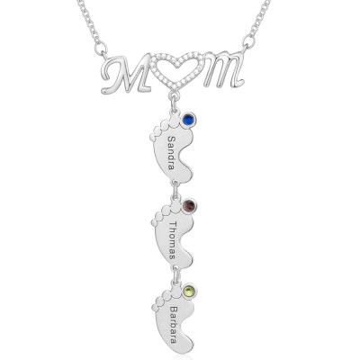 Collana in argento con ciondolo nome mamma 1-10 BabyFeet personalizzata in argento