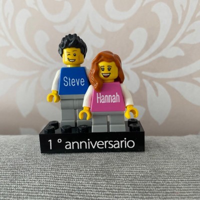 Minifigure di coppia personalizzate per lei lui anniversario San Valentino
