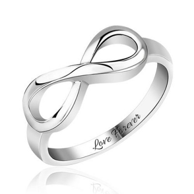 Anello con simbolo dell'infinito in argento sterling S925 con incisione