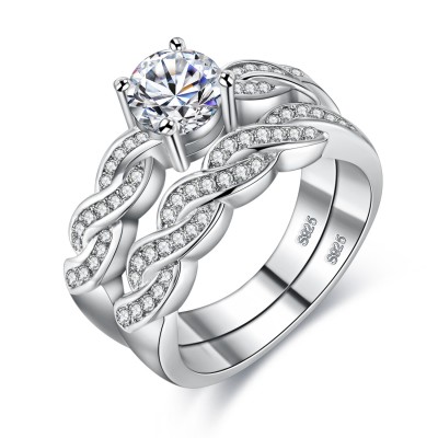 Fede nuziale di fidanzamento d'argento S925 Lucky Love