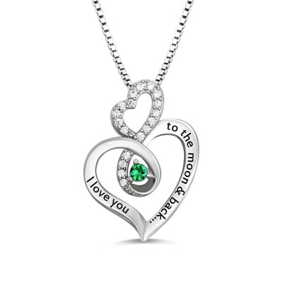 Collana in argento sterling s925 personalizzata con cuore infinito Birthstone