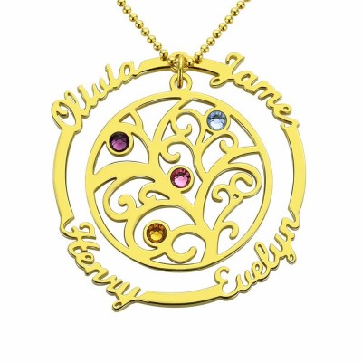 Collana albero genealogico con 1-4 pietre portafortuna