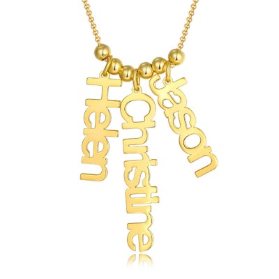 Collana con nome personalizzato con incisione verticale placcata in oro 18 carati