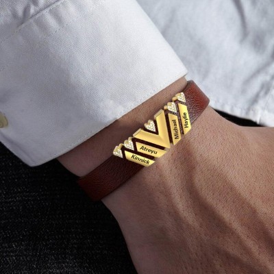 Bracciale in pelle da uomo con incisione personalizzata regalo per la festa del papà con 1-10 perline