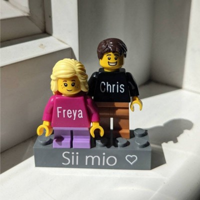 Minifigure di coppia personalizzate per lei lui anniversario San Valentino