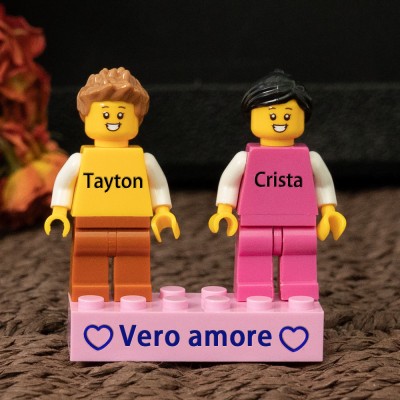 Minifigure di coppia personalizzate per lei lui anniversario San Valentino