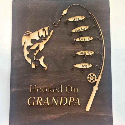 Hooked on Grandpa Daddy Father's Day Regalo di pesca personalizzato per lui