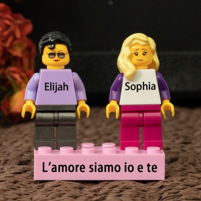 Minifigure di coppia personalizzate per lei lui anniversario San Valentino