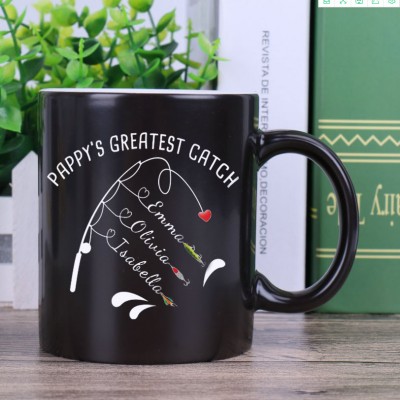 Tazza da caffè personalizzata Il più grande regalo di pesca di Pappy con nome per bambini