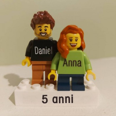 Minifigure di coppia personalizzate per lei lui anniversario San Valentino