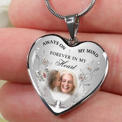 Always On My Mind Forever In My Heart Collana con foto commemorativa con incisione personalizzata del cuore