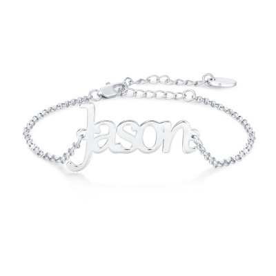 Bracciale con nome personalizzato Argento | Lunghezza regolabile