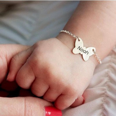 Braccialetti personalizzati con incisione del nome del bambino Brynn a forma di farfalla