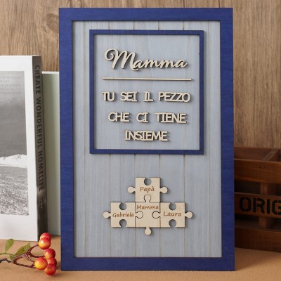 Puzzle personalizzato per la festa della mamma con il nome del bambino