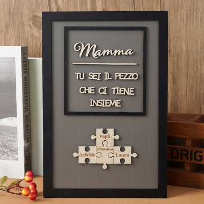 Puzzle personalizzato per la festa della mamma con il nome del bambino