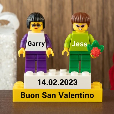 Minifigure di coppia personalizzate per lei lui anniversario San Valentino