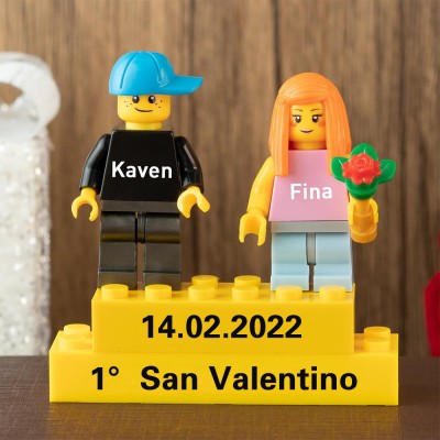 Minifigure di coppia personalizzate per lei lui anniversario San Valentino