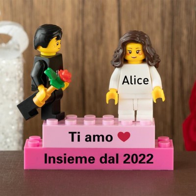 Minifigure di coppia personalizzate per lei lui anniversario San Valentino