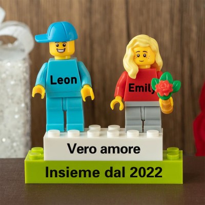 Minifigure di coppia personalizzate per lei lui anniversario San Valentino