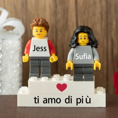 Minifigure di coppia personalizzate per lei lui anniversario San Valentino