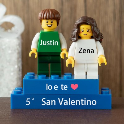 Minifigure di coppia personalizzate per lei lui anniversario San Valentino