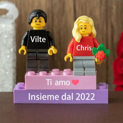 Minifigure di coppia personalizzate per lei lui anniversario San Valentino